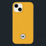 Monograma Amarelo Moderno da Mostarda de Tendência<br><div class="desc">Capa de telefone de emblema amarelo de mostarda moderna. Simples emblema de monograma preto e branco com monograma inicial em tipografia moderna num fundo amarelo-mostarda brilhante.</div>