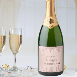 monograma aniversário de 21 anos rosa de glitter d