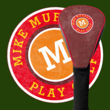 monograma avermelhado de golfe/jogador de golfe
