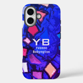 Monograma azul marinho indigo abstrato brilhante c