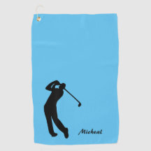 Monograma Azul Preto de Silhueta de Golfer