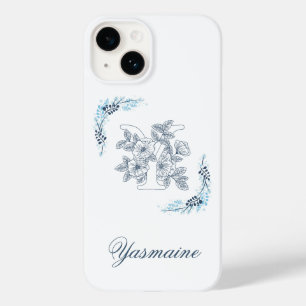 Monograma Azul "Y" Floral Calmo Inicial