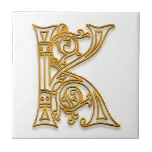 Monograma azulejo "Dourado" irlandês de K