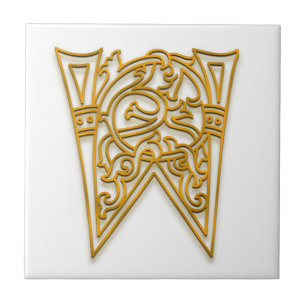Monograma azulejo "Dourado" irlandês de W