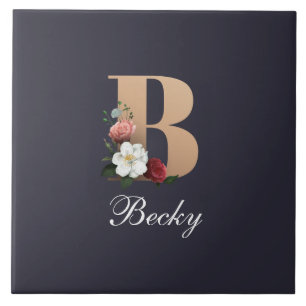 Monograma B, design floral bonito,