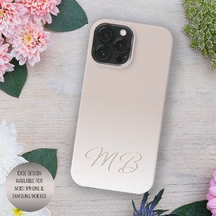 Monograma Bege Neutro Leve Elegante Personalizado