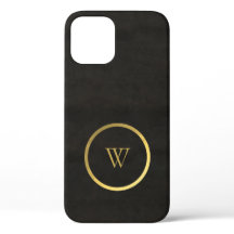 Monograma Black Chalkboard Gold Foil Simples Moder