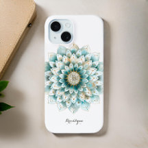 Monograma Blue Teal Dourado Mandala