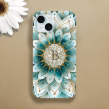 Monograma Blue Teal Dourado Mandala