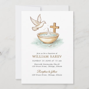 Monograma Blue Wreath Baptism Convite para Meninos