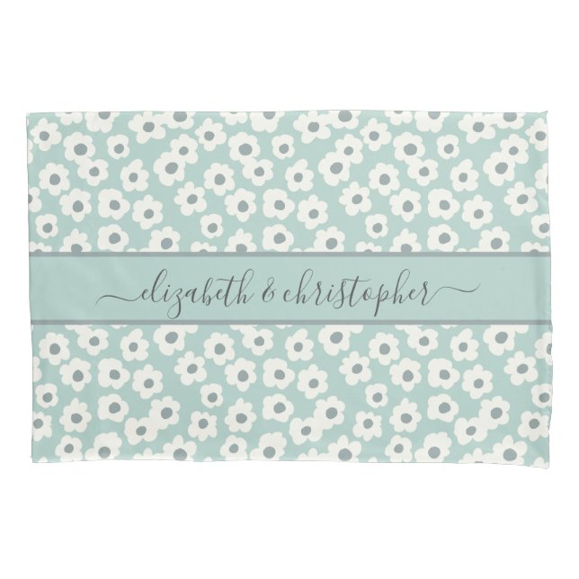 Monograma Boho Verde Sage Branco Cinza Floral  (Frente-Esquerda)
