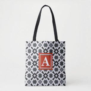 Monograma   Bolsa Tote com Estampa Preto e Branco