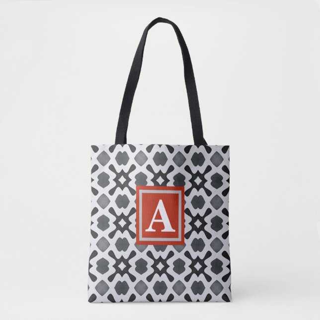 Monograma | Bolsa Tote com Estampa Preto e Branco (Frente)