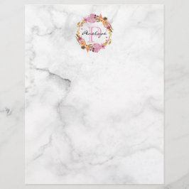 Monograma bonito cor-de-rosa de exaustão floral