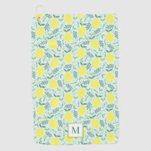 Monograma botânico de limão toalha de golfe