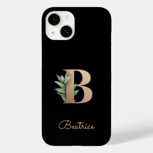 Monograma Botânico Elegante Letra Dourada B