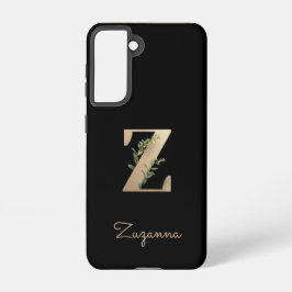 Monograma Botânico Elegante Letra Dourada Z