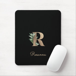 Monograma Botânico Elegante - Letra R Mouse Pad