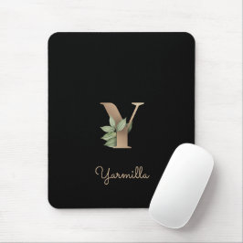Monograma Botânico Elegante - Letra Y Mouse Pad
