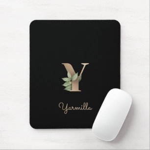 Monograma Botânico Elegante - Letra Y Mouse Pad