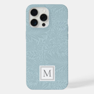 Monograma Botânico Floral Azul Elegante