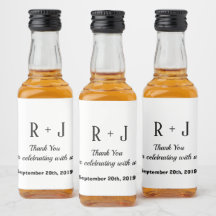 Monograma Branco e Negro Obrigado Casamento