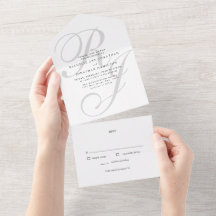 Monograma Branco Negro Tudo Em Um Casamento