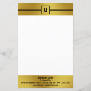 Monograma branco preto Dourado profissional