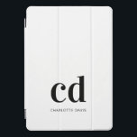 Monograma branco preto elegante moderno<br><div class="desc">Um fundo branco na moda e um texto preto. Personalize e adicione suas iniciais de monograma e um nome. Para ele e para ela. Minimalista e moderno!</div>