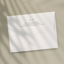 Monograma Branco Simples Endereço de Devolução na 