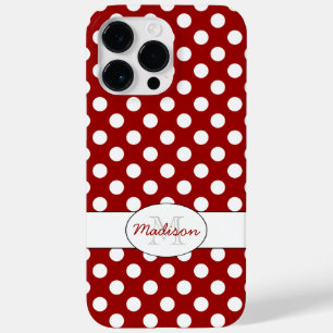 Monograma branco vermelho na moda das bolinhas