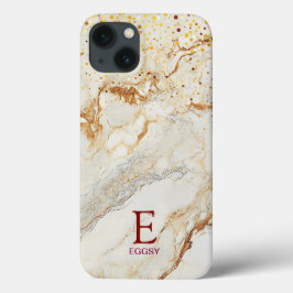 Monograma brilhante dourado mármore branco chic