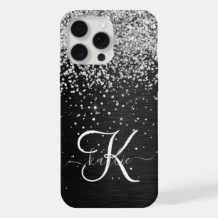 Monograma Brilho Preto Brilho Prata Personalizado