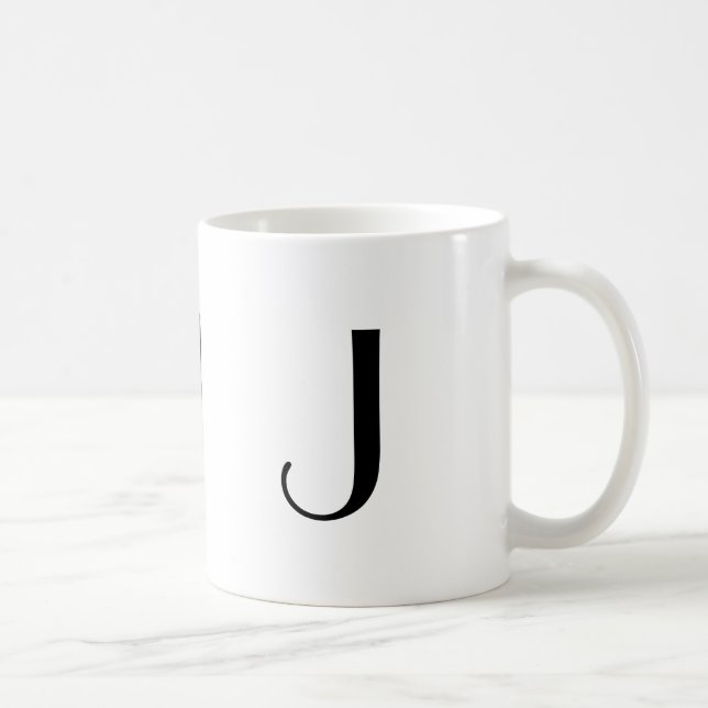 Monograma caneca moderna preta & branca de J (Direita)