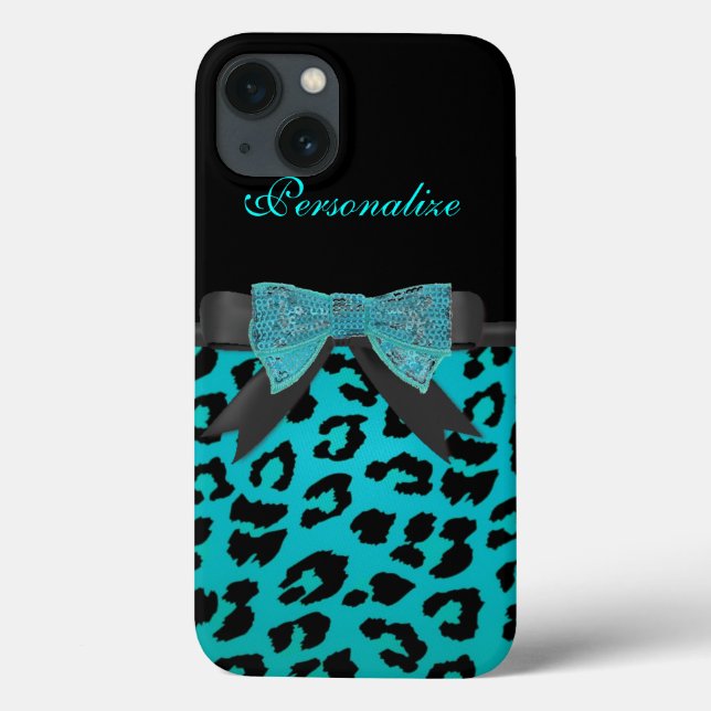 Monograma, capas de ipad de padrão Turquoise Cheet (Verso)