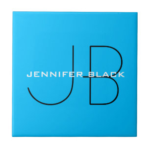 Monograma Capri Blue Minimalist Modern Name
