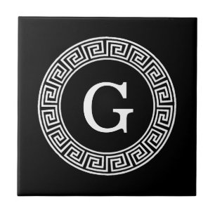 Monograma chave grego branco preto da inicial do