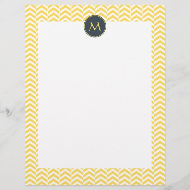 Monograma - Chevron Amarelo e Branco com Carvões (Frente)