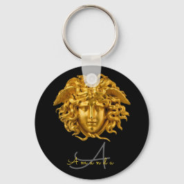 Monograma Chic French Dourado Medusa Mask Chaveiro