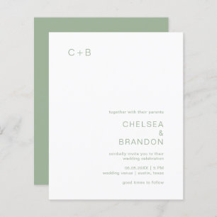 Monograma Chic Sage Green Budget Invitation