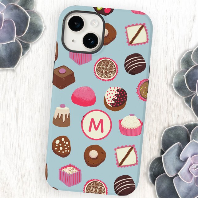 Monograma Chocolate Candy (Chocolates and candies monogram cell phone case)