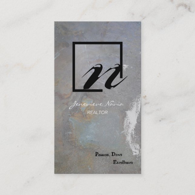 Monograma cinzento da rocha azul do cartão de (Frente)