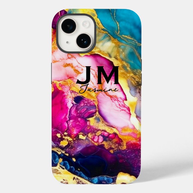 Monograma cinzento de mármore, colorido, chic (Verso)