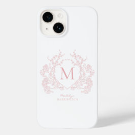 Monograma Clássico Blush Pink Floral Crest