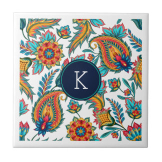 Monograma Colorida Vintage Floral Paisley