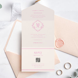 Monograma com Flores em Casamento Rosa