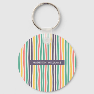 Monograma com Linhas Coloridas Chaveiro minimalist