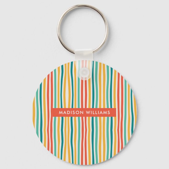 Monograma com Linhas Coloridas Chaveiro minimalist (Frente)