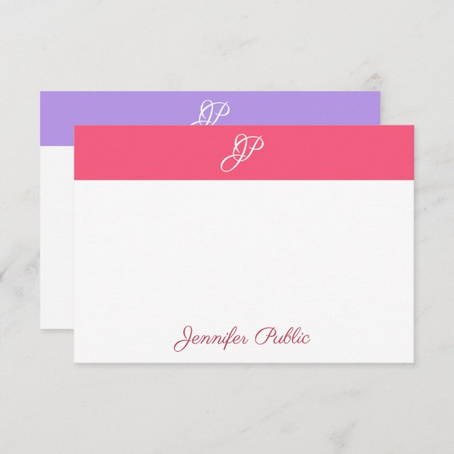 Monograma com nome caligráfico - Modelo de cores e (Frente/Verso)