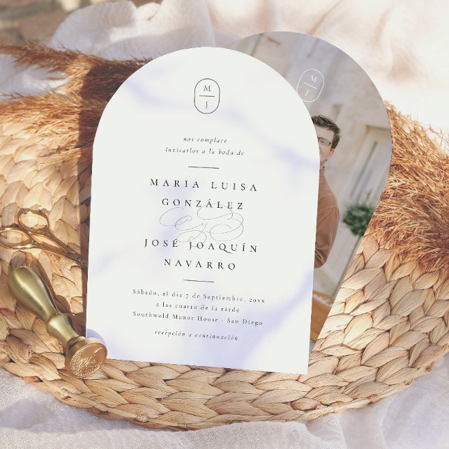 Monograma - Convite Formal de Boda Elegante (Criador carregado)